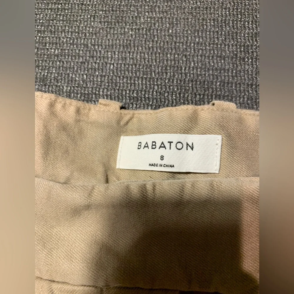 Babaton Aritzia Sadiki‎ Linen Blend Pleaded Trousers Size 8 Basil Tan Color